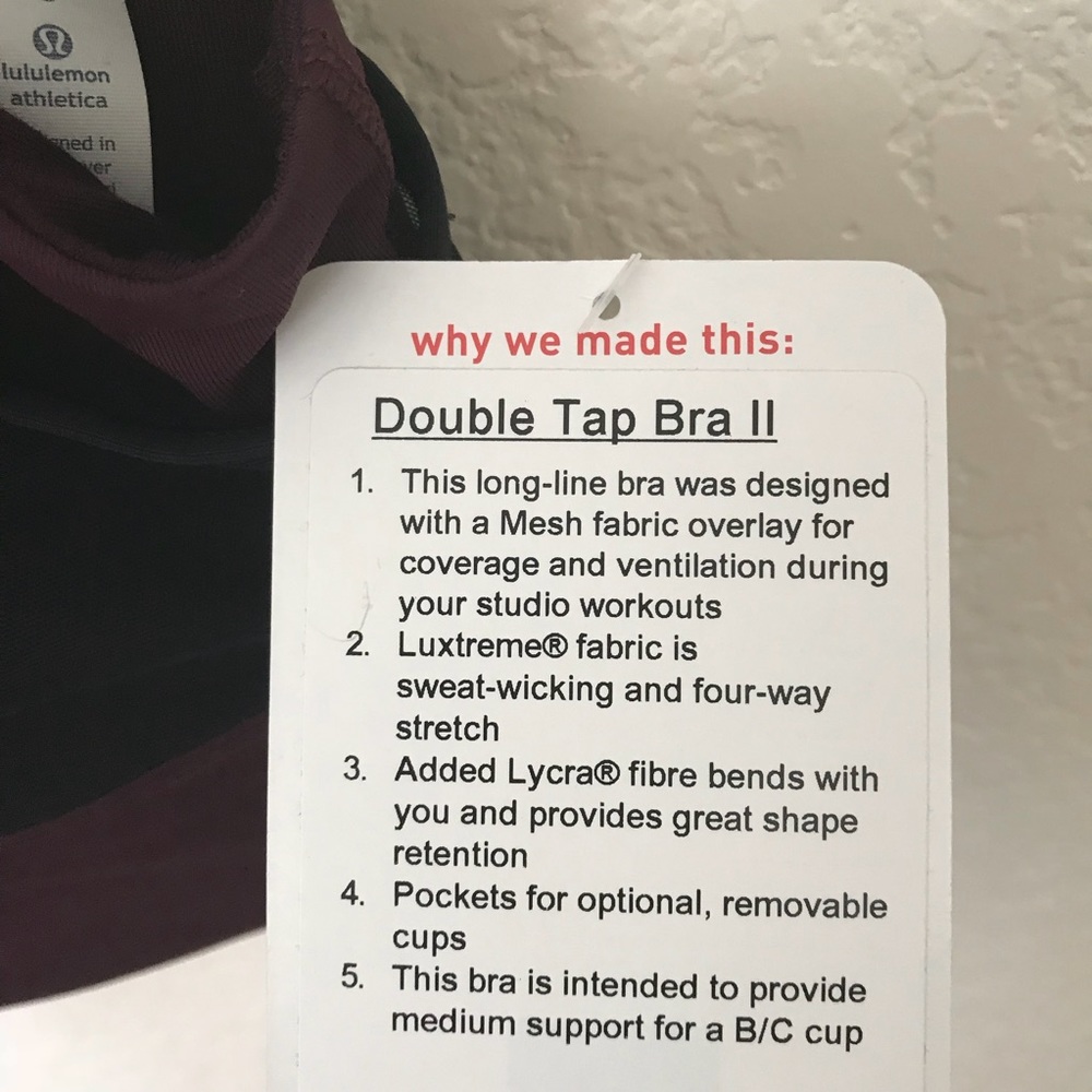 NWT DKAD LULULEMON DOUBLE TAP BRA - - Size 10 - Picture 3 of 5